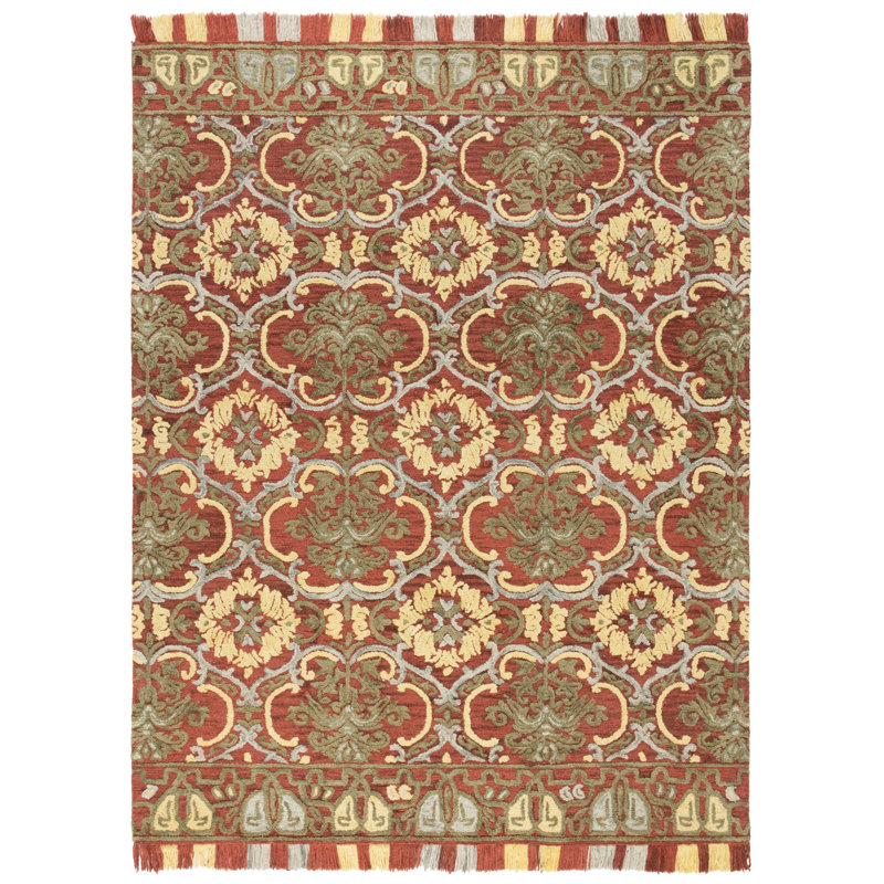 Tapis floral en laine / coton touffeté Blossom, Rectangle 8 pi x 10 pi
