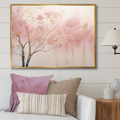 Minimalism Pink And Gold Forest II - Forest Canvas Art