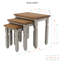  Ensemble de tables d'appoint gigognes 3 pièces Farmhouse - Tables de bout en bois de pin massif gris Corona avec plateau en bois rustique