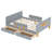 Kids Daybed Frame with Storage Drawers and Safety Guardrails,  Wood Daybed with Headboard and Hook Organizer, Gray, Full-654134730-654134724