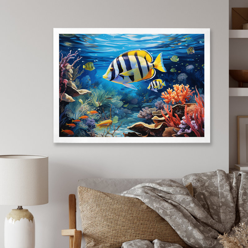 Caraibe Turquoise Waters I, reproduction d'art sur toile, H 34 po x l 44 po x P 1,5 po, Cadre photo blanc