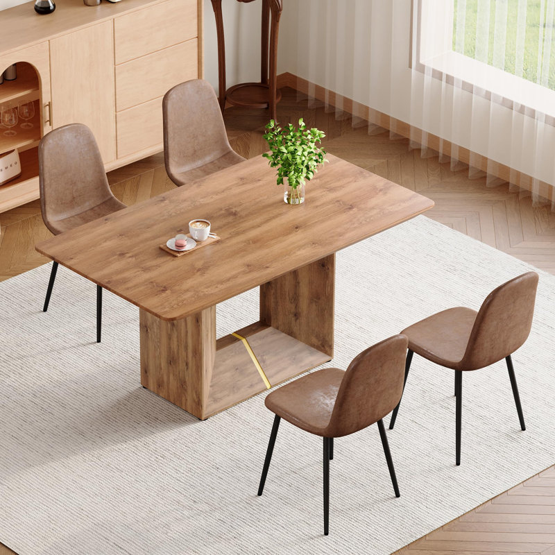 63" Rectangular Dining Table Set, 5 Pieces: Table, 4 Chairs