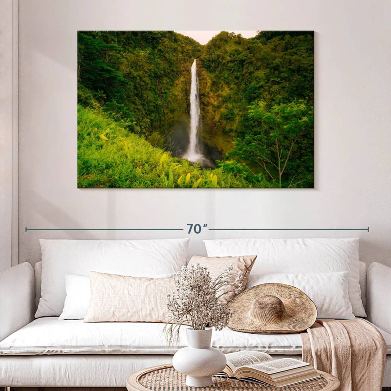Paysage d'une cascade d'Alvord Akaka, H 32 po x l 48 po