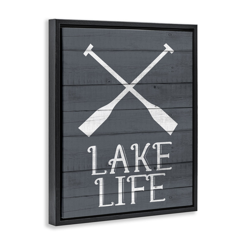 Art nautique sur toile, "Nautical Blue Lake Life Rustic Boat Oars" par Kim Allen, H 17 po x l 21 po