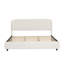 Lit plateforme très grand avec boucle, lit plateforme tapissier en tissu doux avec tête de lit courbée, beige