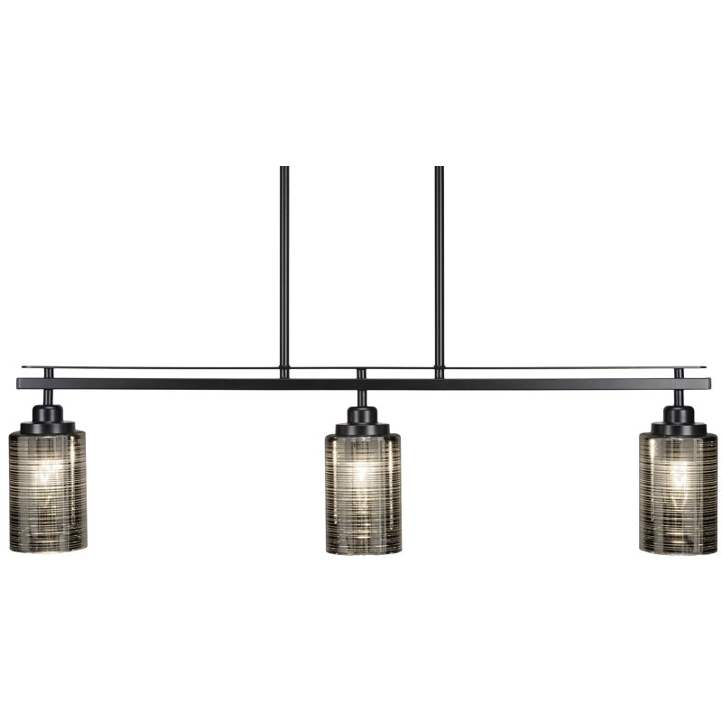 Agnon 3 Light Island Light Shown With 4" Glass, Argent, Noir mat