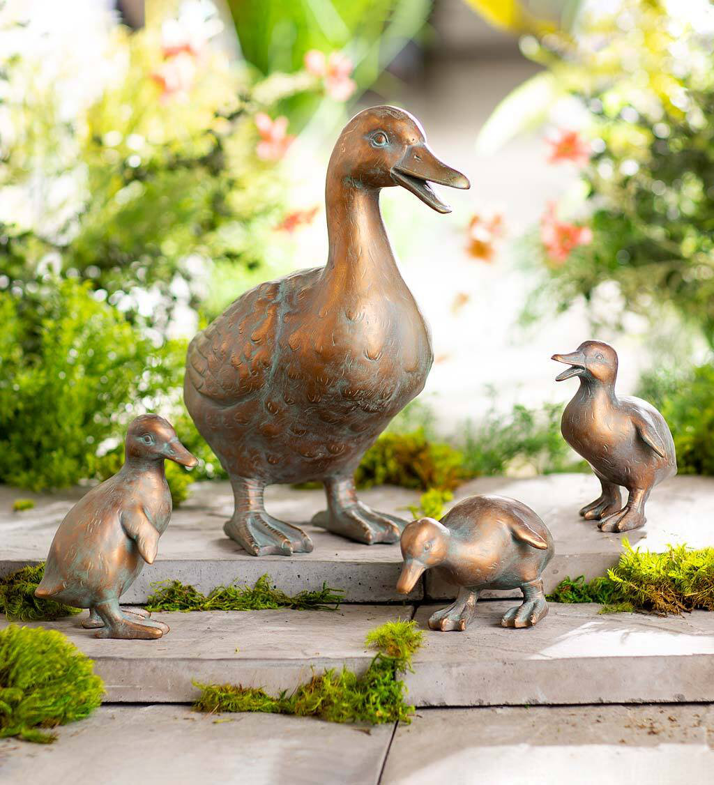 Freeport Park® Hulme Duck Family with Mother and Three Babies Garden Statuary & Reviews | Wayfair