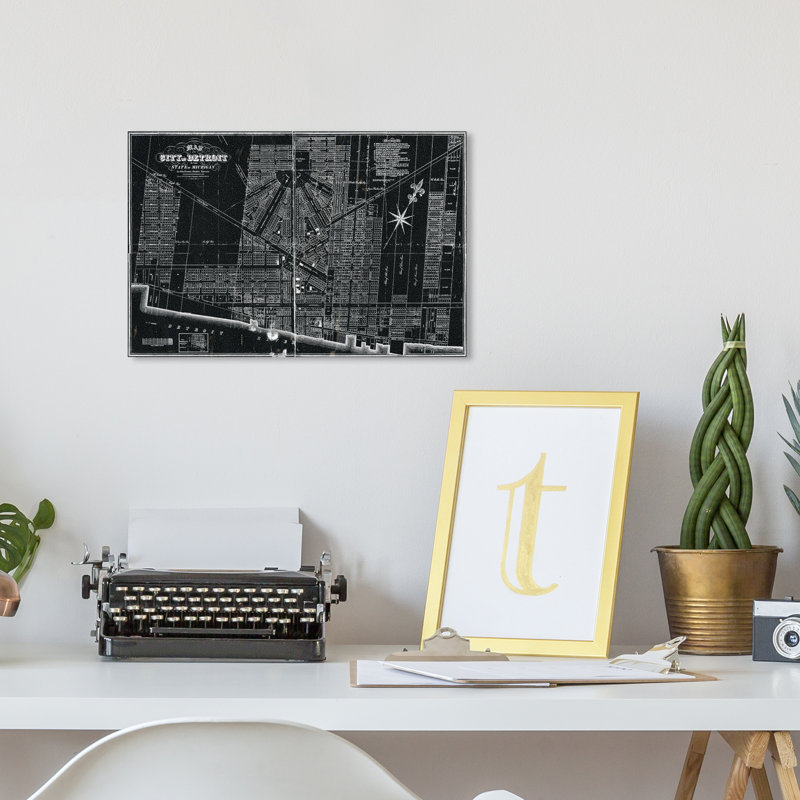 « détroit map 1835 », impression sur toile, H 10 po x l 15 po x P 1,5 po