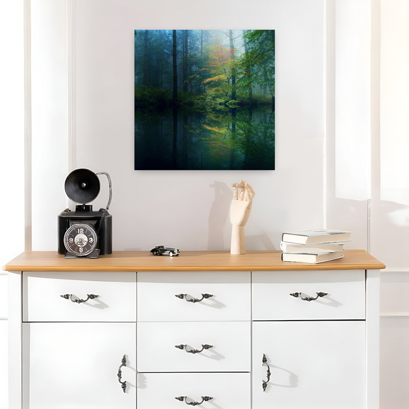 La forêt, paysage contemporain abstrait, art naturel, H 18 po x l 18 po