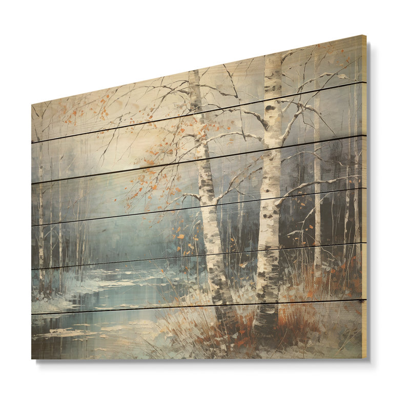 Bouleau de bouleau - Art sur bois de pin naturel, H 10 po x l 20 po