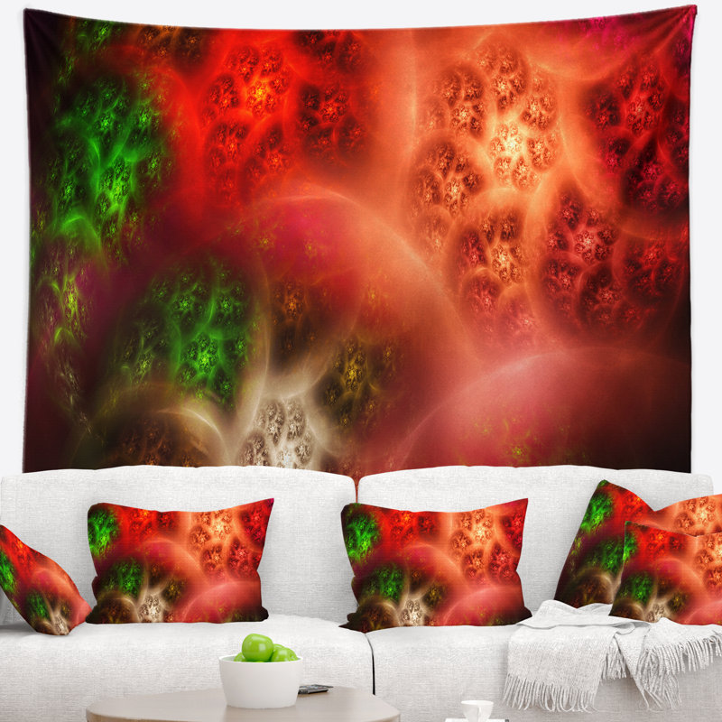 Tapisserie abstraite «Red Magic Stormy Sky», H 50 po x l 60 po