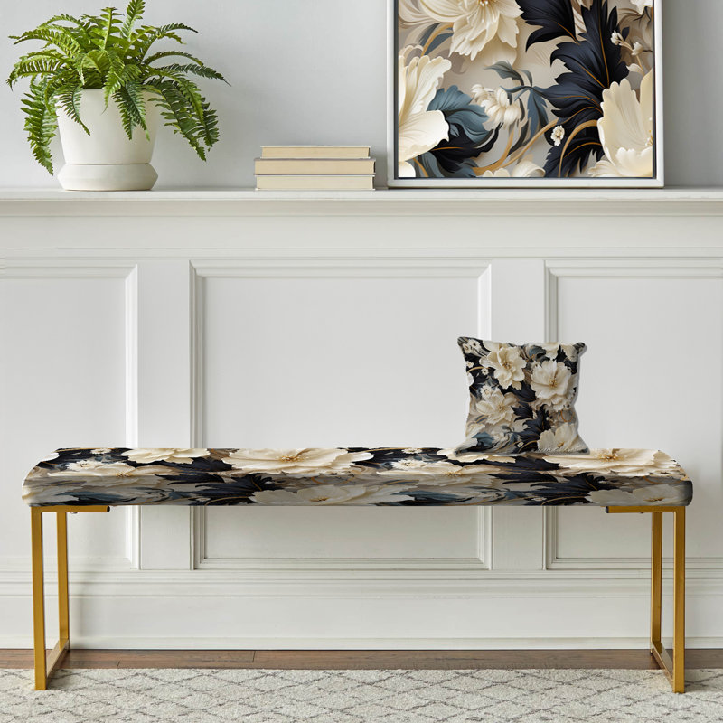 Banc rembourré or, Ethereal Rococo Flourish Victorian Pattern XXVI