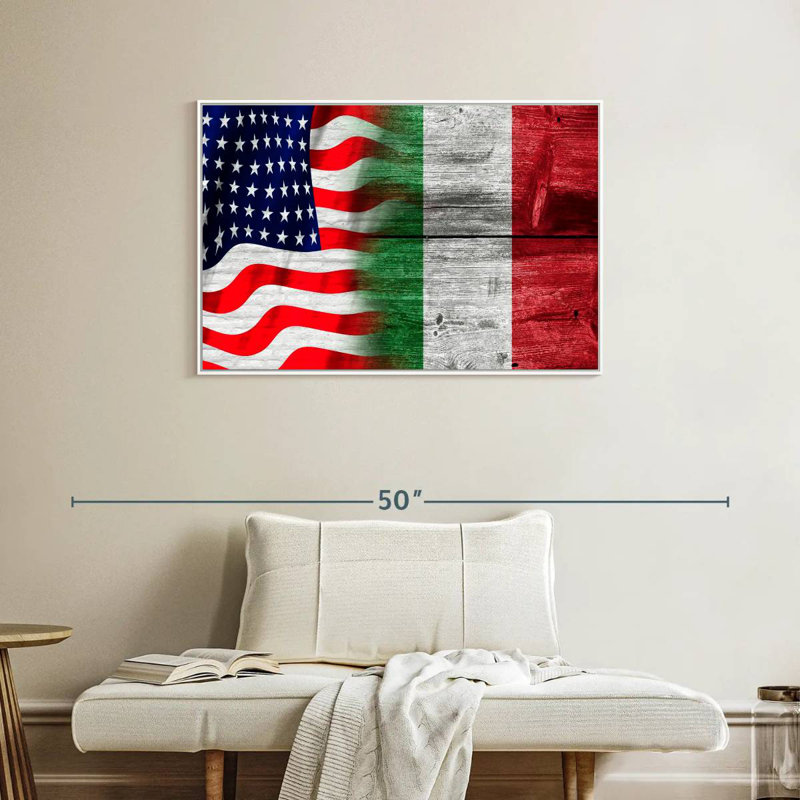 Nish des États-Unis et de l'Italie, Cadre flottant blanc, 37 po x 25 po