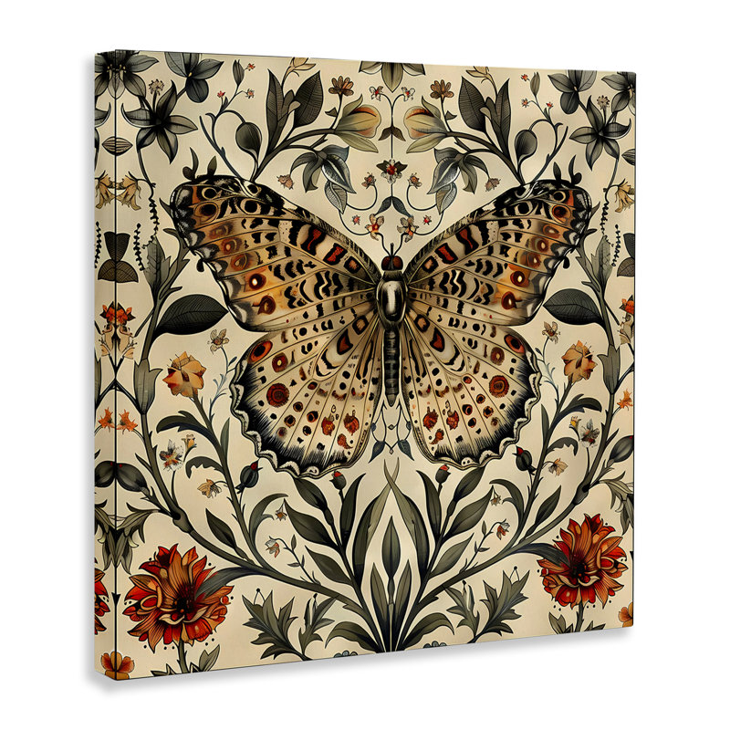 «Baroque Butterfly & Botanicals», art mural sur toile par Walker Noble, H 24 po x l 24 po