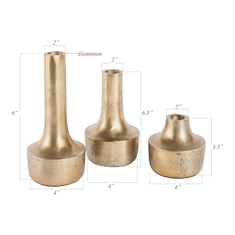 Ensemble de vase de table en métal doré 3 pièces Borys
