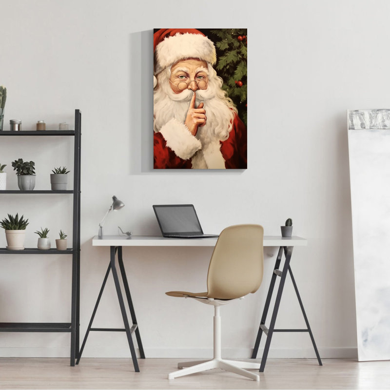 Toile de Noël, art mural, impressions du père Noël sur toile pour le salon, H 24 po x l 36 po