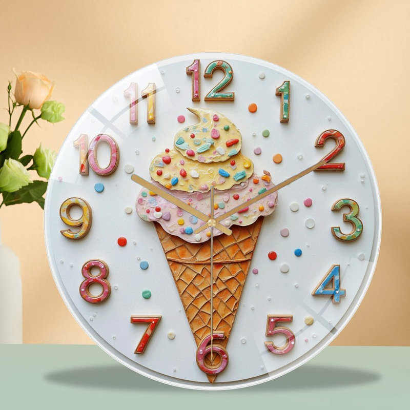 Horloge murale silencieuse en verre trempé de 30 cm, « Horloge Glace », objet décoratif mural, sans tic-tac, fonctionne avec des piles AA (non incluses), décoration artistique pour la maison