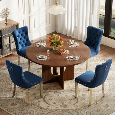 Ensemble de table de salle à manger ronde et transparente avec chaises capitonnées, ensemble de table de salle à manger moderne Mid-Century pour coin-repas de cuisine