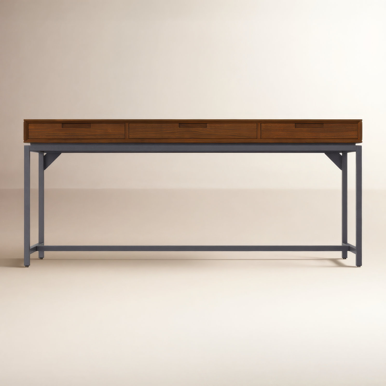 Lars Mid Century Desk, 31.50" H x 72" W x 24" D, Walnut/Black