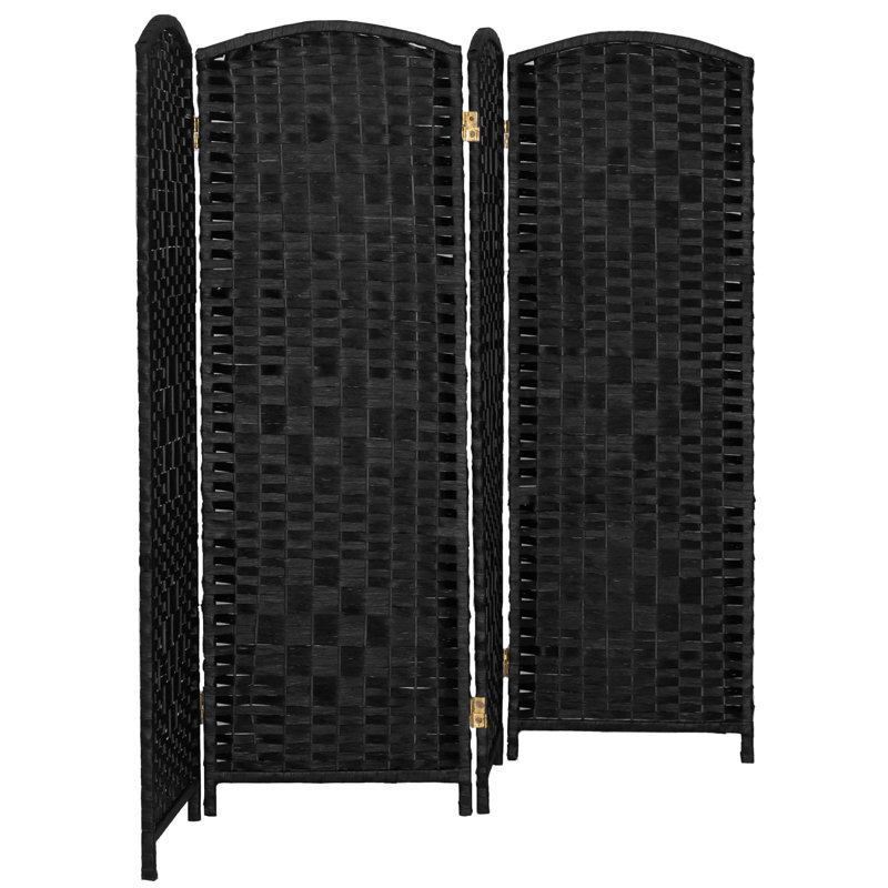 2 Ft. Tall Diamond Weave Fiber Room Divider - Dark Mocha - 8 Panel, Black, 4, 2 ft