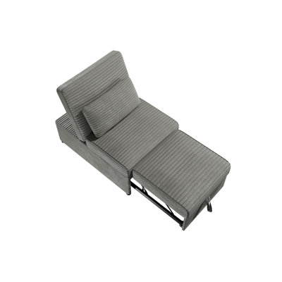 Convertible Wide-Welt Corduroy Sofa Sleeper Sofa Chair W/ Pull-Out Bed Smoke