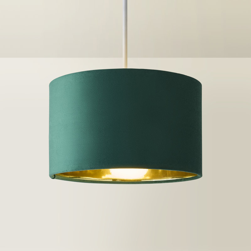 Afzaal Linen Blend Drum Lamp Shade ( Slip-On ) in Green, 25" H x 45" W x 45" D