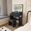 Nouveau grand bureau de coiffeuse à miroir pour chambre à coucher, ensemble de coiffeuse à maquillage moderne avec prise de courant et support pour sèche-cheveux, 5 tiroirs, 3 coiffeuses réglables de couleur pour la chambre à coucher, couleur noire-336283968