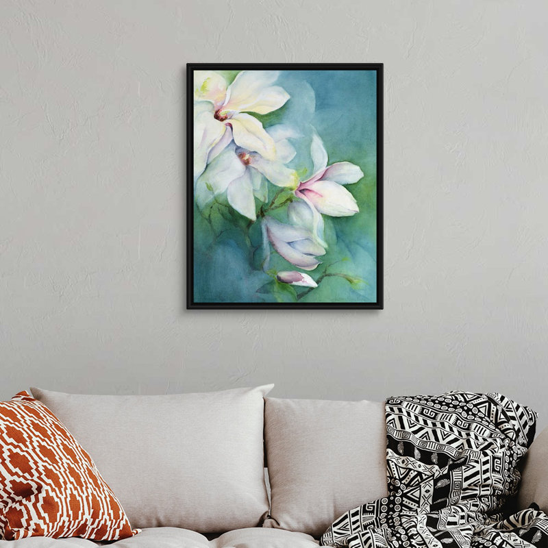 Art mural sur toile Magnolia Dedudata, H 24 po x l 30 po x P 1,25 po, Cadre noir