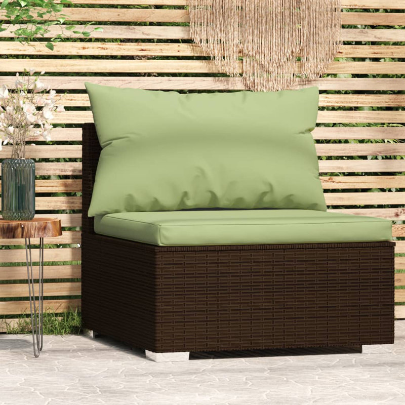 Yeliz Patio Chair with Cushions, Brown, Green