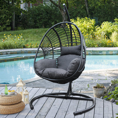 Hammock Chair SUNCREAT Patio Swing Chair With Stand And Cushion