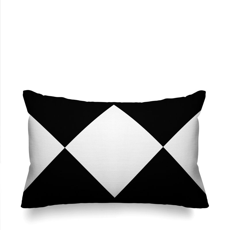 Coussin décoratif à motif géométrique intérieur / extérieur Alexis Diamond, Noir