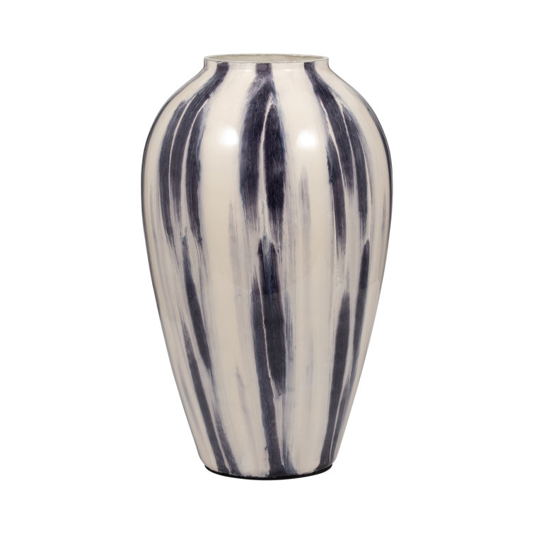 13 Ceramic Oval Vase - Contemporary Glam Abstract Cut-Out Vase in Beaded -  Creative Home or Office Decorative Table Accent