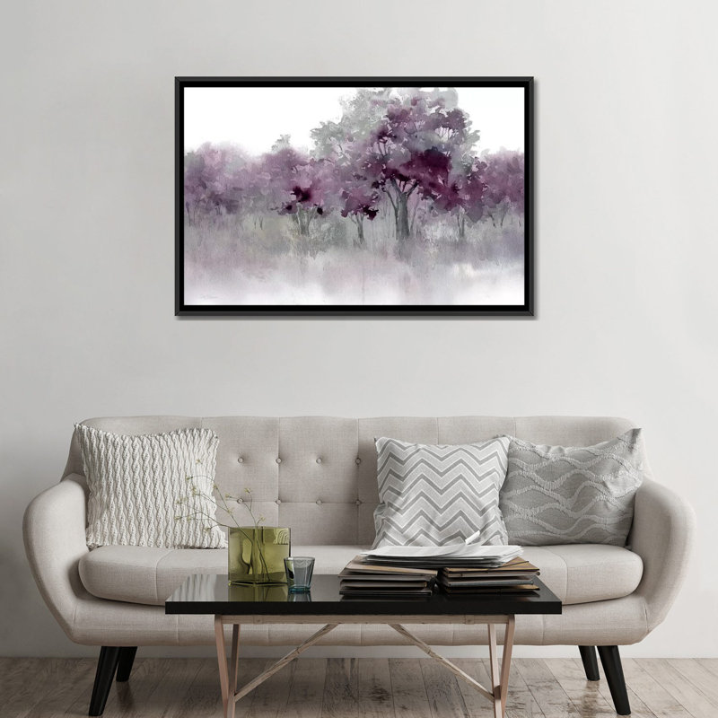 «Water's Edge II - Mauve» par Carol Robinson - reproduction imprimée, H 32 po x l 48 po, Toile encadrée, Noir