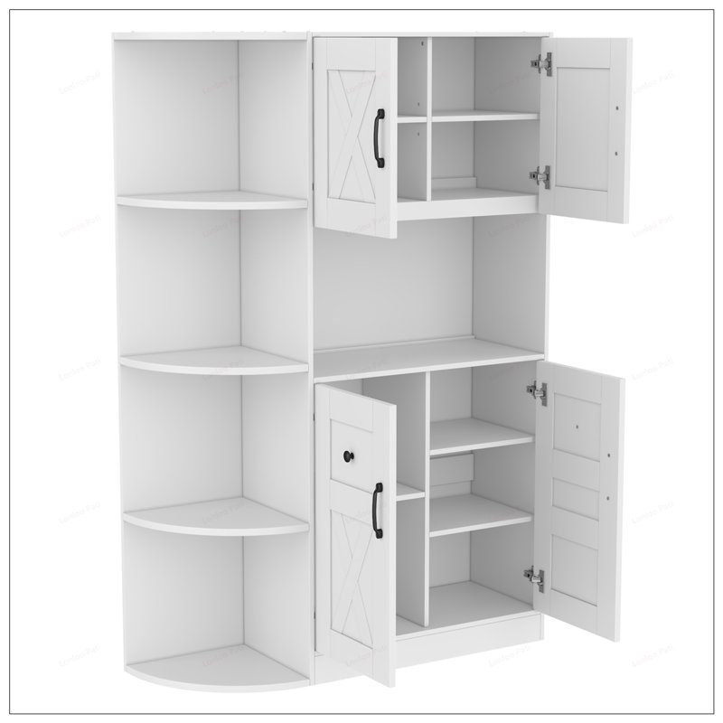 Multifunctional Left-Right Hall Cabinet with Storage and Hooks, Ideal for Living Room, Kitchen, and Hallway Organization
