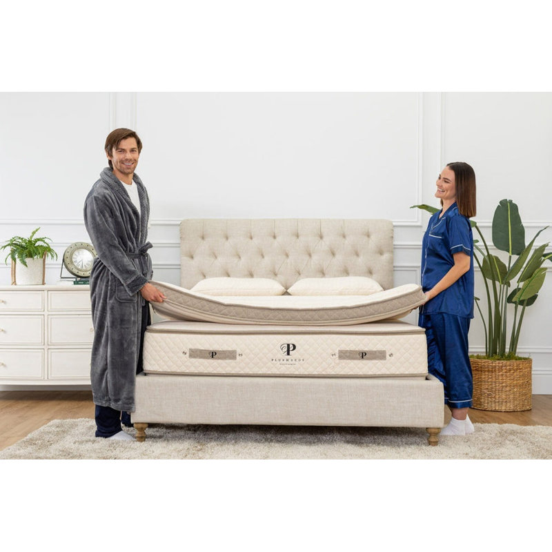PlushBeds 4-Inch Medium Quilted Organic Mattress Topper, Twin