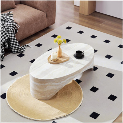 Table basse ovale en marbre naturel