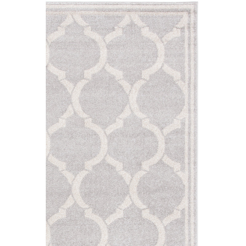 Tapis géométrique gris clair / ivoire Ammundsen, Rectangle 3 pi x 5 pi