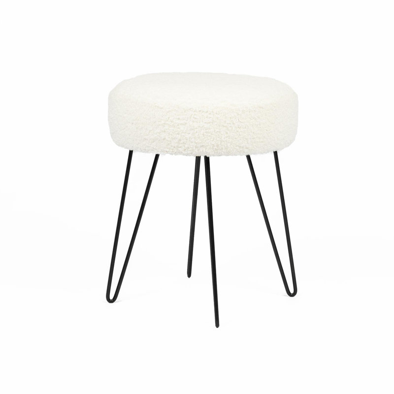 Metal Accent Stool, Polyester, White