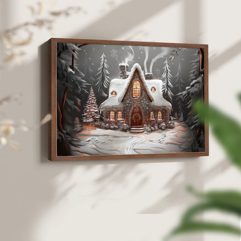 Art de Noël - CMxxxv - reproduction encadrée - réversible, Noyer, H 22 po x l 28 po