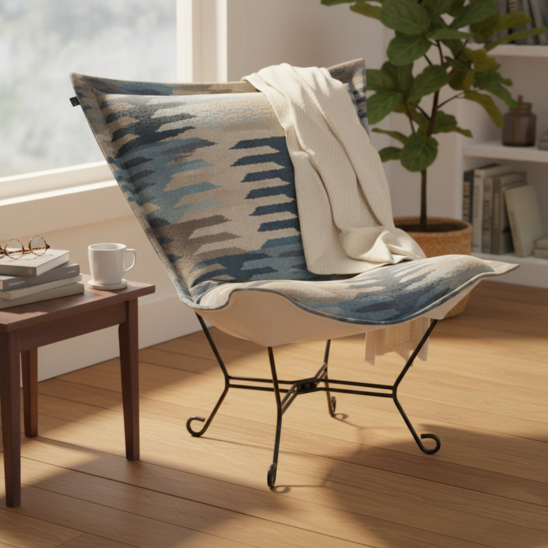 Fauteuil Puff complet Navajo bleu marine