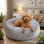 Calming Dog Bed Suitable for Small, Medium, and Large Dogs and Cats, 20-Inch Round Size, Washable and Cozy Soft Design for Puppies and Kittens, Features Slip-Resistant Bottom