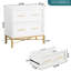 2 classeurs de bureau au design blanc épuré avec bordure dorée brillante, tiroirs extensibles pour un accès en profondeur, emplacement pour imprimante supérieure de 31,4 po x P 15,7 po, caractéristiques intégrées, configuration à deux tiroirs avec cadre en acier,-1524338779