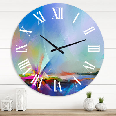 Abstrait coloré paysage marin VII - horloge murale moderne