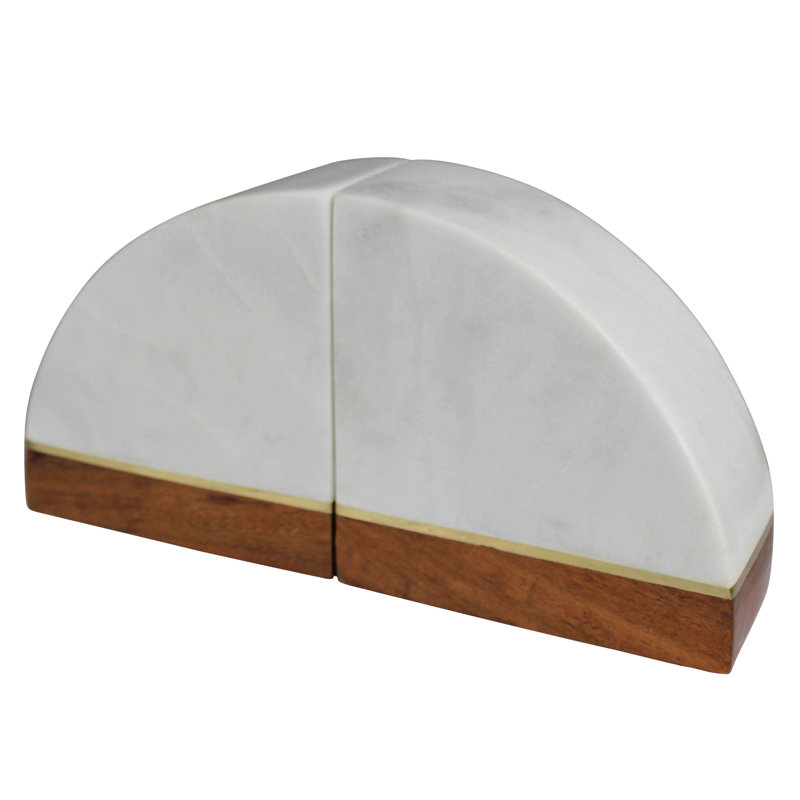 Nova Marble Bookend Pair With Wood Base