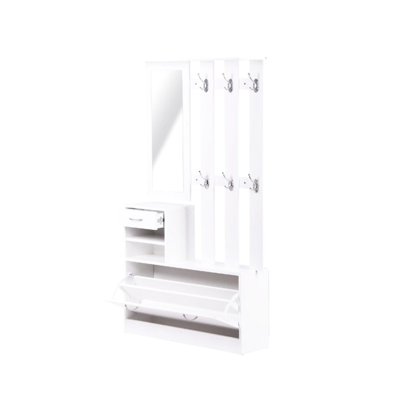 Armoire avec armoire à chaussures, étagère suspendue, miroir et beaucoup d'espace de rangement
