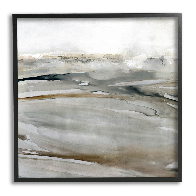 «Fluid Brown Abstract Composition», estampe numérique par Carol Robinson, Giclée encadrée noir minuit