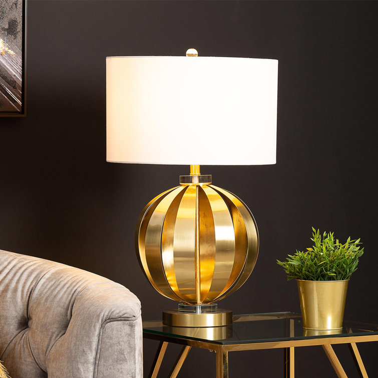 Canora Grey Androw 70cm Living Room Table Lamp with Gold Metal