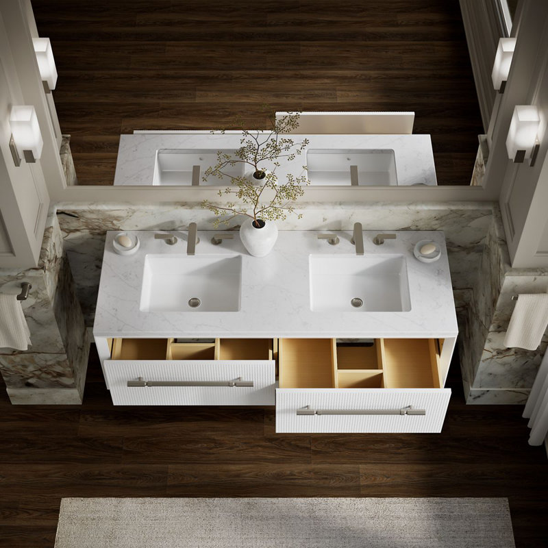 Enivo 61" W x 23" D x 17" H Double Bathroom Vanity, White
