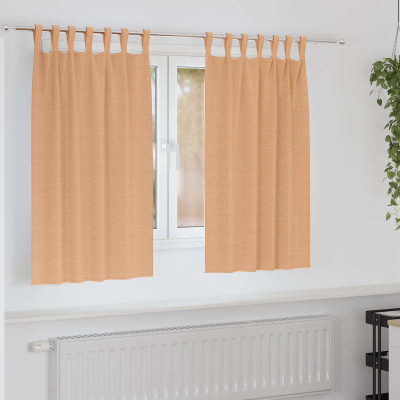 Curtains With Curtains 2 Pcs Polyester, 140cm Width x 140cm Drop, Light Brown
