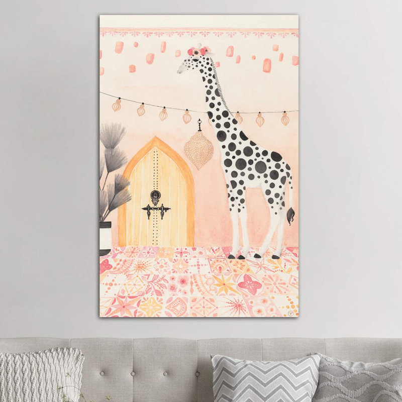 Girafe au Maroc, art encadré, Toile tendue, H 60 po x l 40po x P 1,5 po